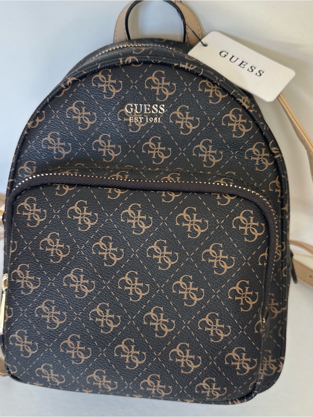 Guess Brown Monogram Mini Backpack
